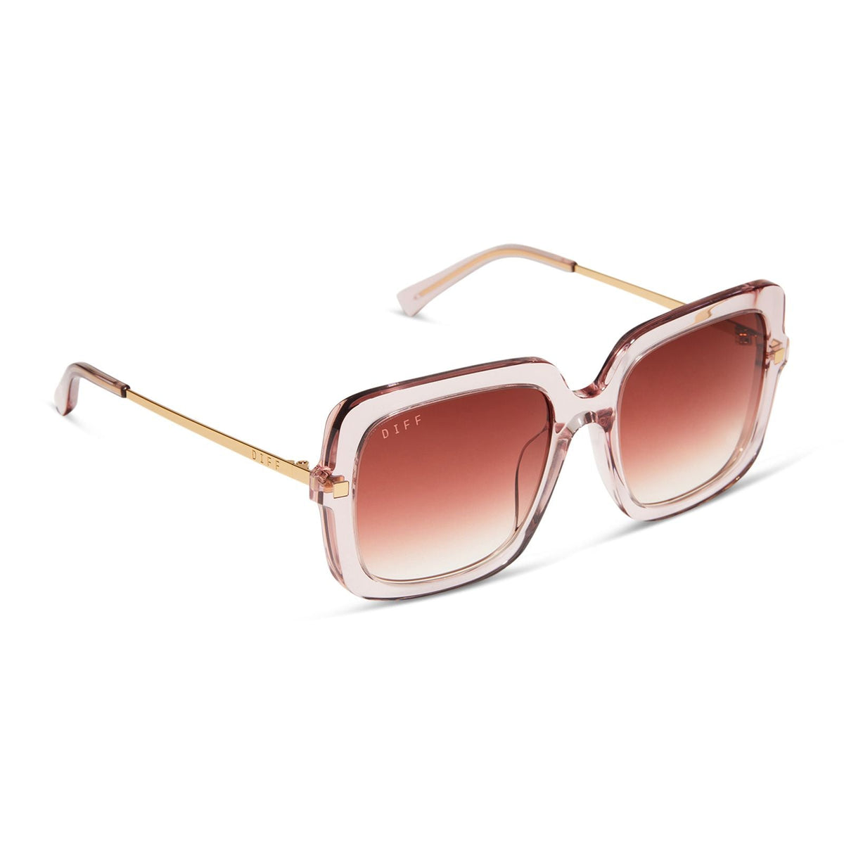 Diff Eyewear Sandra Light Pink Crystal Frame Dusk Gradient Lens Sunglasses 54mm DIFF Sandra Oversized Square Sunglasses for Women | 100% UVA  main image 2