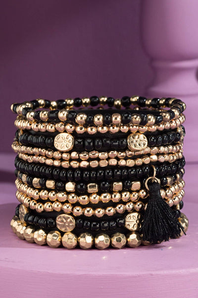 12 Layered Mixed Bead Stretch Bracelet Set - Bel Air Boutique