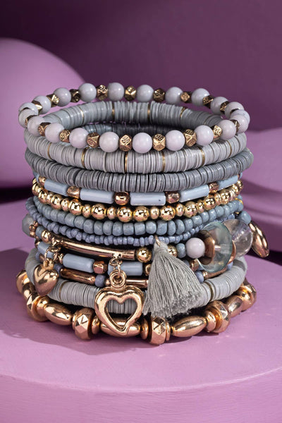 12 Layered Mixed Beaded Bracelet Set - Bel Air Boutique