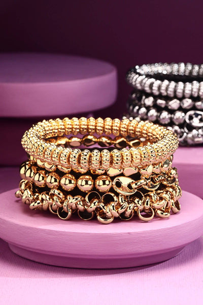 4 - Layer Metallic Stackable Bracelet - Bel Air Boutique