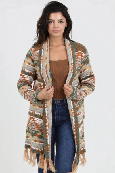 Alena Aztec Fringe Cardigan - Bel Air Boutique