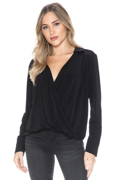 Ariella Collared Surplice Top - Bel Air Boutique