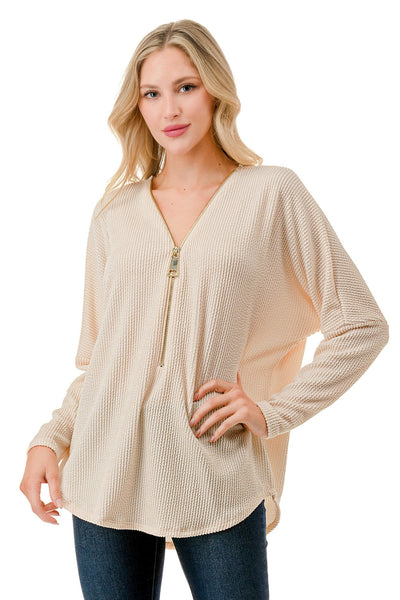 Ariella Dolman 3/4 Zip Tops - Bel Air Boutique