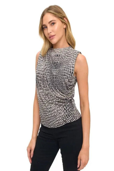 Ariella Ruche Snakeskin Top - Bel Air Boutique