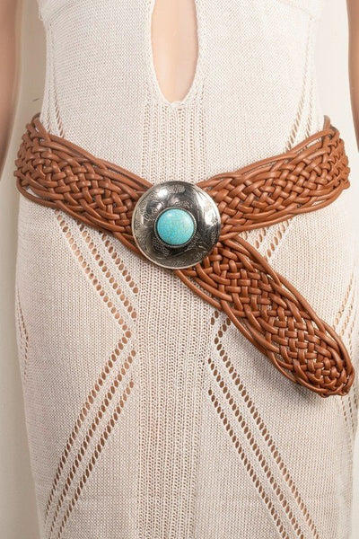 Balmar Braided Belt With Turquoise Buckle - Bel Air Boutique