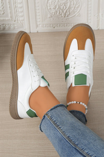 Blackish Green Color Block Lace Up Sneakers - Bel Air Boutique