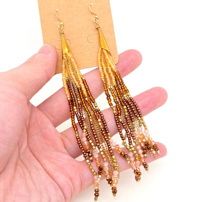 Boho Hand - woven Seed Beads Tassels Earrings - BJ/SB - Bel Air Boutique