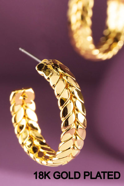 Brass 18k Gold Plated Hoop Earring - Bel Air Boutique