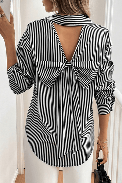Brianna Bow Back Long Sleeve Shirt - Bel Air Boutique