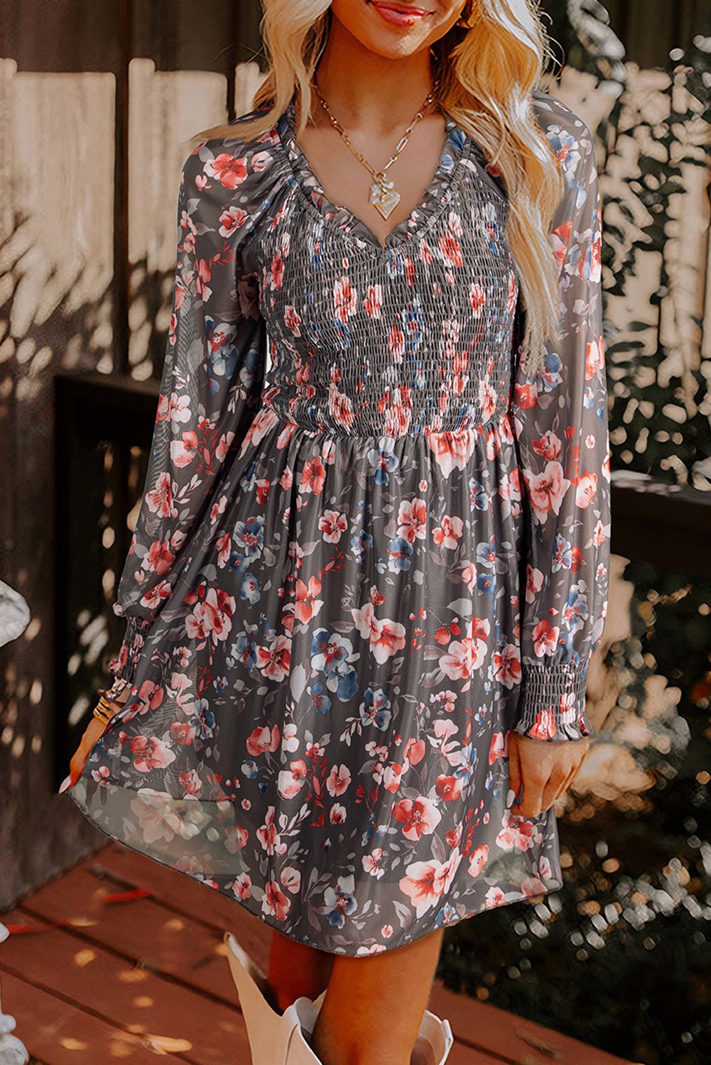 long sleeve v neck boho wedding dress V-Neck Polka Dot Lace Open Back Long Sleeve Boho Wedding Dress WD433 US4 / As Picture