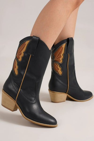 Butterfly Cut Detail Point Toe Boots - Bel Air Boutique