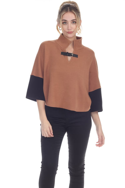 Carmen Color Block Cape Sweater - Bel Air Boutique