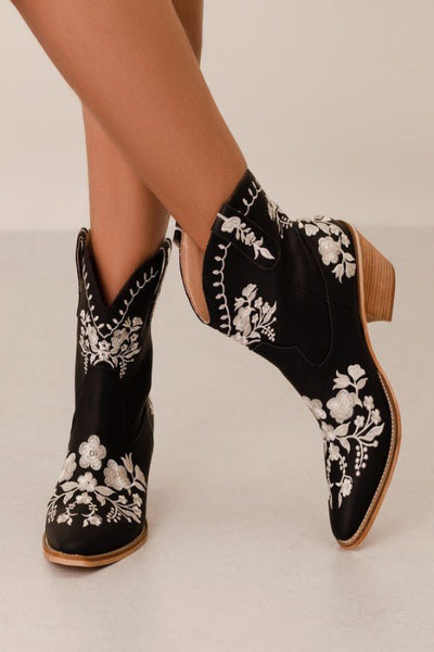 Caroline Embroidered Booties - Bel Air Boutique