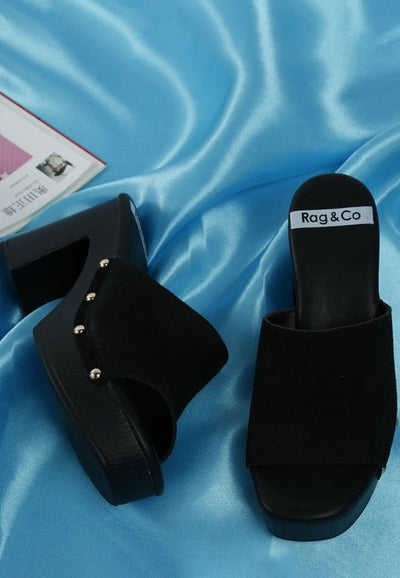 Cartera Suede High Block Heel Mules - Bel Air Boutique