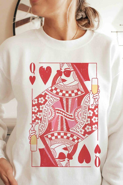 CHAMPAGNE QUEEN OF HEARTS Graphic Sweatshirt - Bel Air Boutique