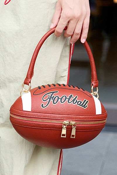 Chestnut PU Leather Football Shape Crossbody Bag - Bel Air Boutique