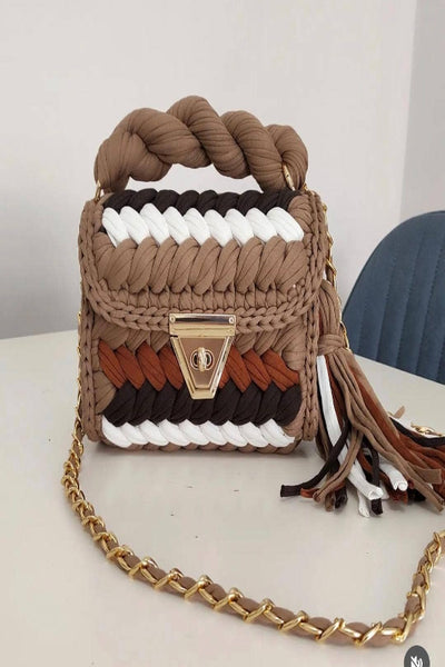 CHQEL Beige Clutch Bag for Women, Handmade Crochet Purse - Bel Air Boutique