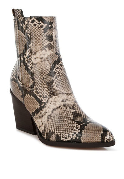 Cornus Snake Print Ankle Boots - Bel Air Boutique