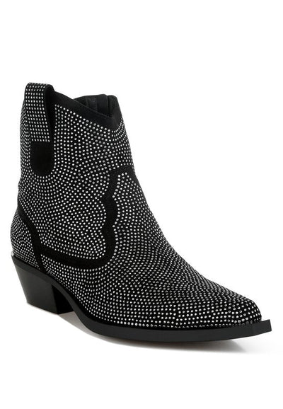 Costello Rhinestones Embellished Cowboy Boots - Bel Air Boutique