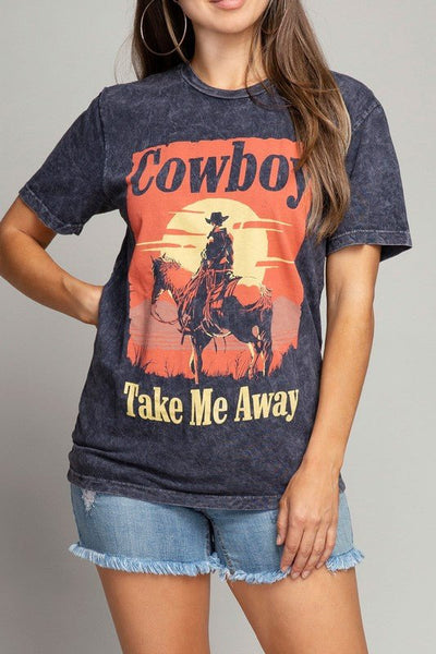 Cowboy Take Me Away Graphic Top - Bel Air Boutique
