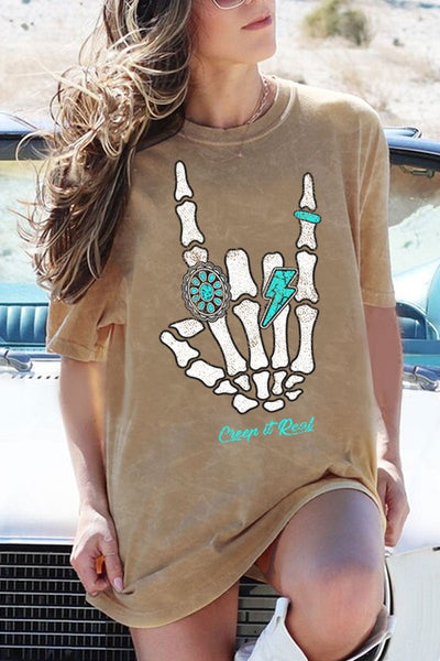 Creep It Real Mineral Washed Oversized Tee - Bel Air Boutique