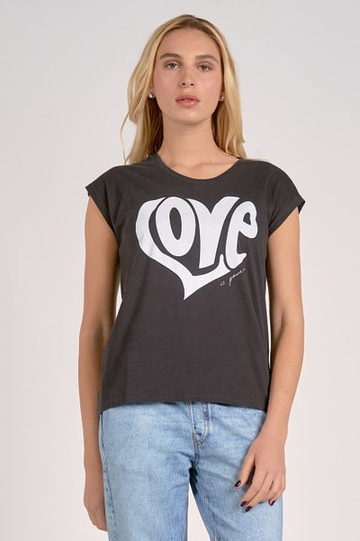 Elan Love Is Power Scoop Neck Tee - Bel Air Boutique