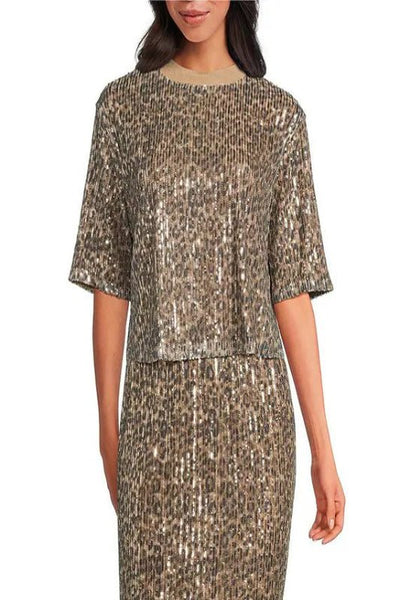 Elan Sequin Round Neck Top - Bel Air Boutique