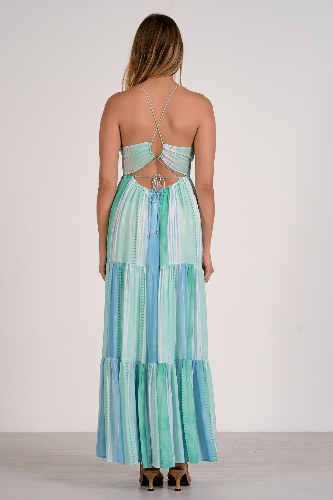 elan striped maxi dress Elan Women's Stripe Cover-Up Halter Maxi Dress - Blue