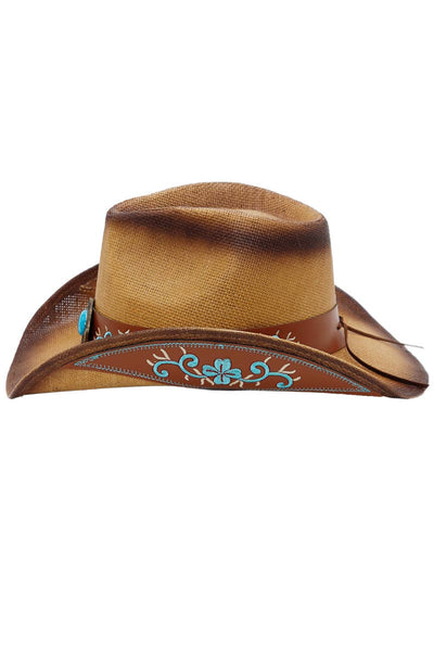 Embroidered Turquoise Concho Belt Cowgirl Hat - Bel Air Boutique