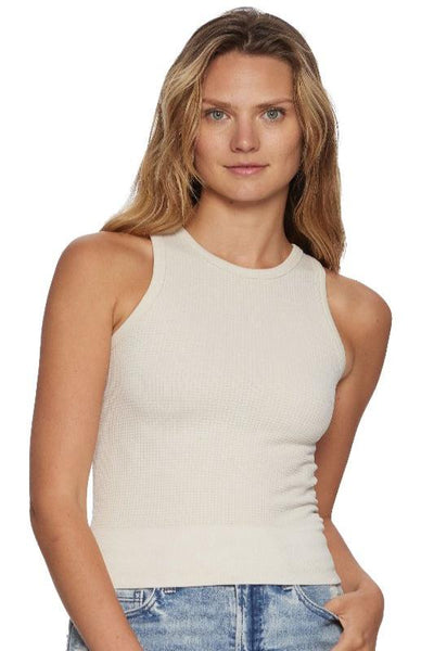 Eva Waffle Hi Neck Tank - Bel Air Boutique