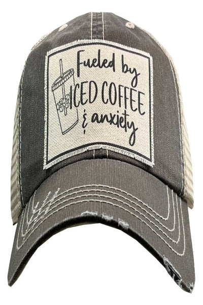 Fueled By Iced Coffee & Anxiety Trucker Hat Baseball Cap - Bel Air Boutique