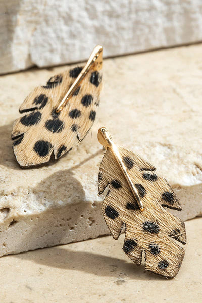 Genuine Leather Banana Leaf Earrings - Bel Air Boutique