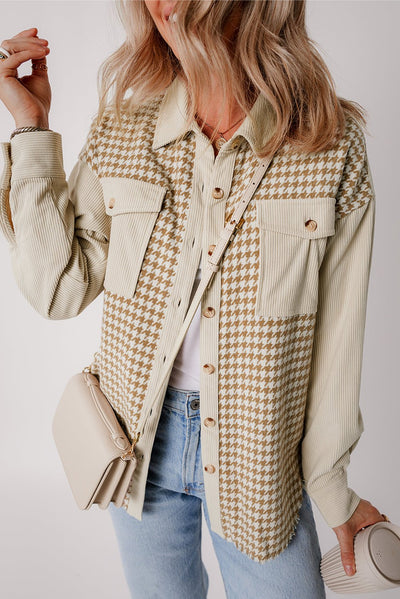 Heather Houndstooth Corduroy Shacket - Bel Air Boutique