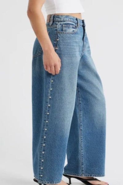 Hidden Baggy Side Studded Jeans - Bel Air Boutique