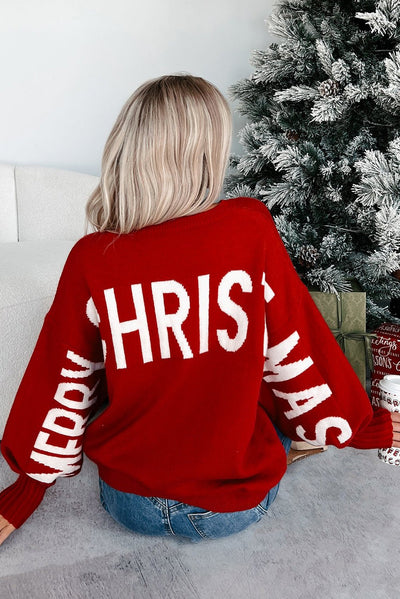 HO HO HO Drop Shoulder Loose Sweater - Bel Air Boutique