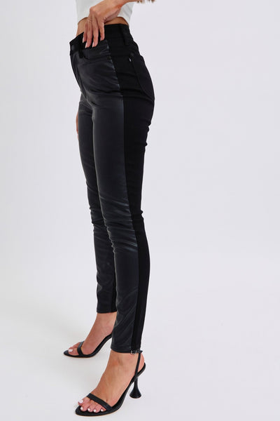 Judy Blue Faux Leather & Denim Skinny - Bel Air Boutique