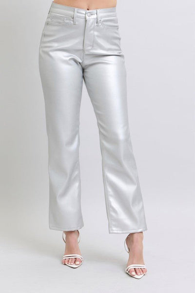 Judy Blue Silver Faux Leather Pants - Limited Edition - Bel Air Boutique