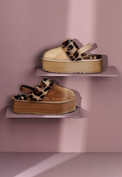 Kutchu Leopard Faux Fur Platform Classic Slingback - Bel Air Boutique