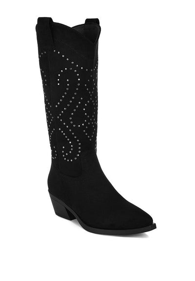 Lariat Studs Embellished Cowboy Boots - Bel Air Boutique