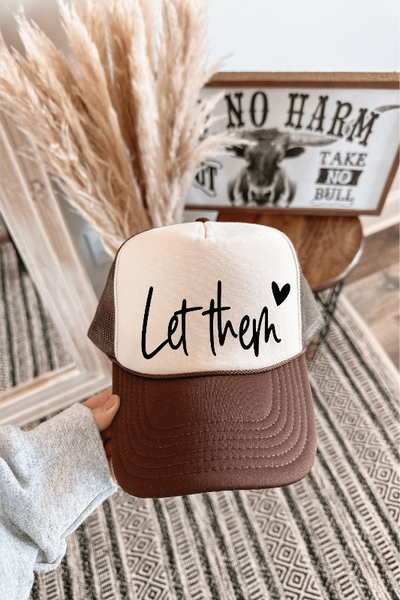 Let Them DTF Printed Brown and Tan Trucker Hat - Bel Air Boutique