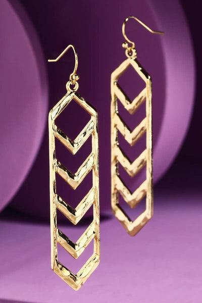 Metal Chevron Dangle Earrings - Bel Air Boutique