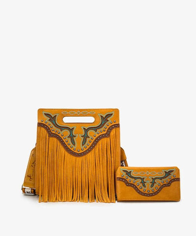 Montana West Embroidered Wallet - Mustard - Bel Air Boutique