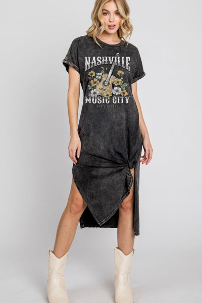 Nashville Music City Mineral Washed Dress - Bel Air Boutique