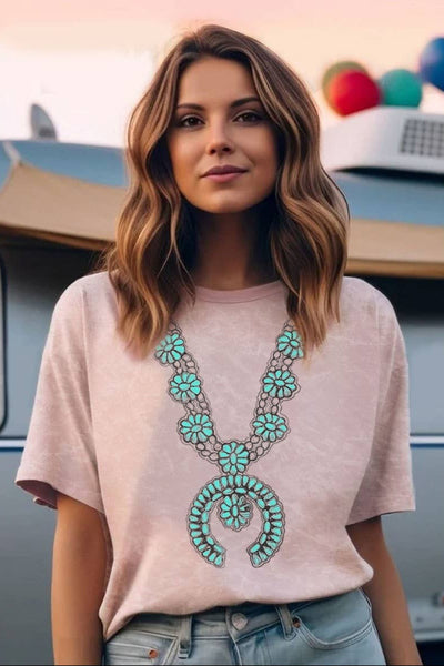 NAVAJO SQUASH BLOSSOM MINERAL GRAPHIC TOP - Bel Air Boutique