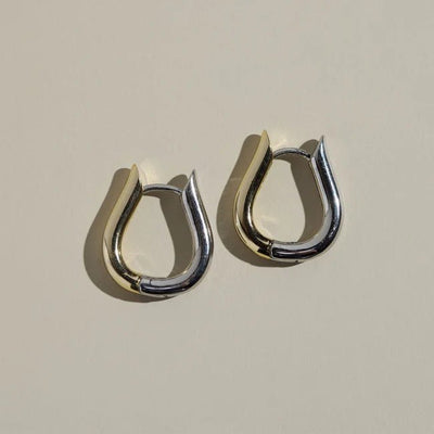 Nickel & Suede Huggie Earrings 2 - Toned - Bel Air Boutique