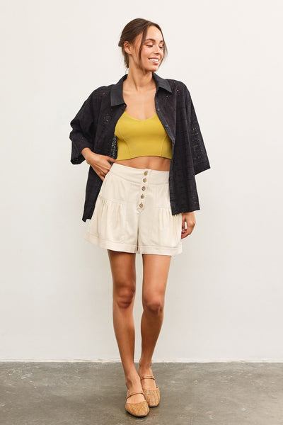 Penelope Pleated Flare Linen Shorts - Bel Air Boutique