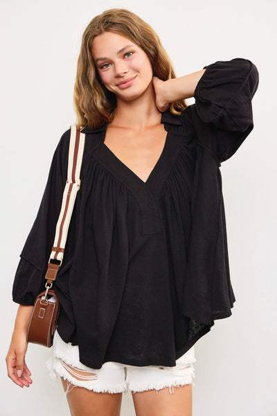 Penny Puffed Sleeve Shirring Top - Bel Air Boutique