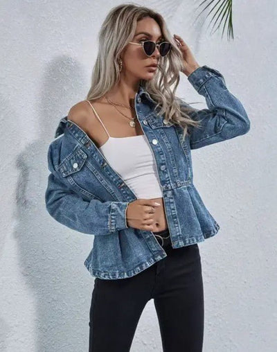 Peplum Denim Jacket - Bel Air Boutique