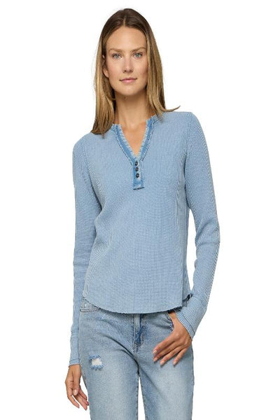 Reardan Washed Waffle Henley Top - Bel Air Boutique