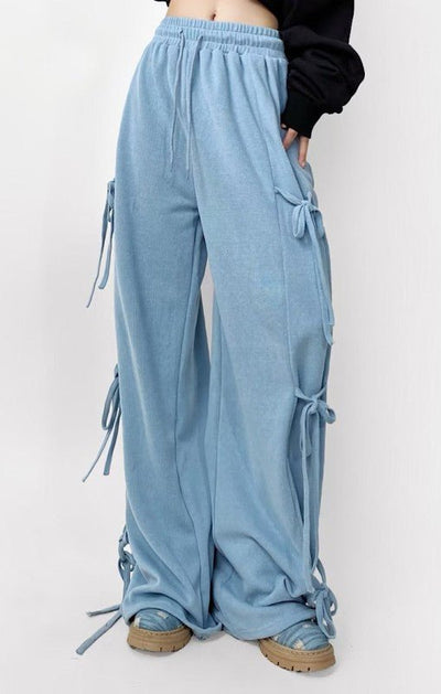 Side tie ribbon bows sweat pants - Bel Air Boutique